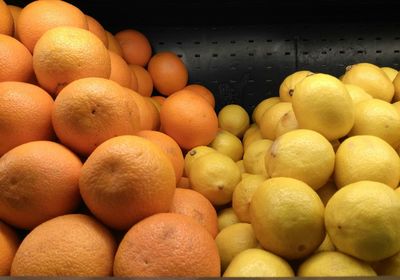 Full frame shot of oranges at market