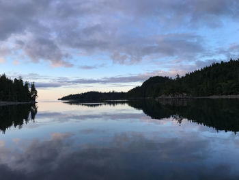 Scenic view of lake against sky