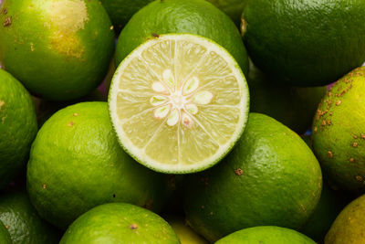 One half lime is on many limes.