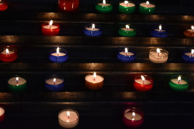 View of illuminated candles