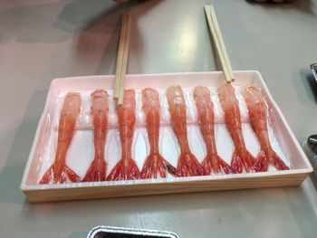 High angle view of food on table