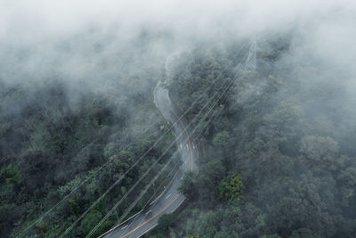 High angle view of cars on mountain