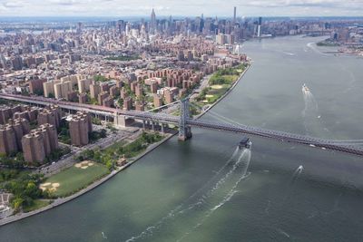 High angle view of bridge over river