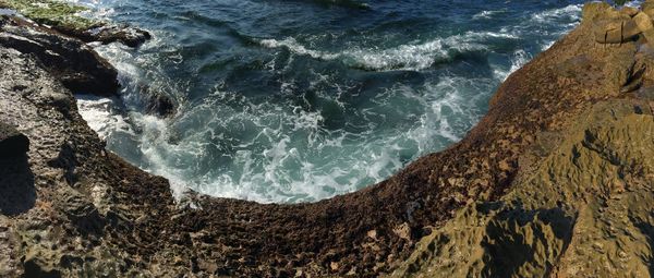 High angle view of sea waves