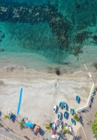 High angle view of people on beach