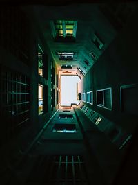 Directly below view of apartment building against sky