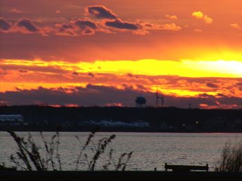 Scenic view of sunset over city