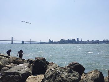 View of sea against clear sky