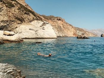Scenic view of sea against clear sky