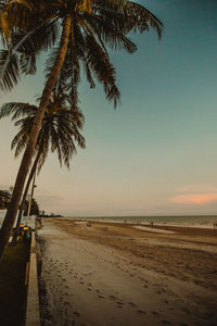 Scenic view of sea against sky at sunset