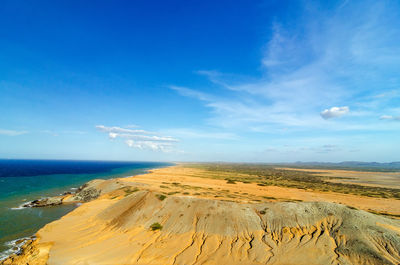 Scenic view of landscape against blue sky