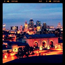 Illuminated cityscape at night