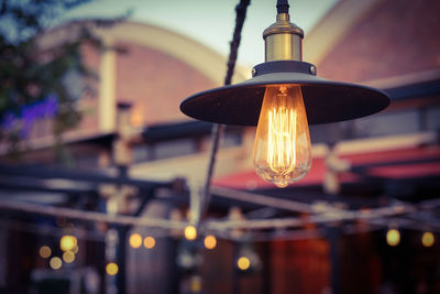 Close-up of illuminated light bulb