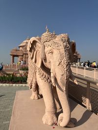 Low angle view of elephant against sky