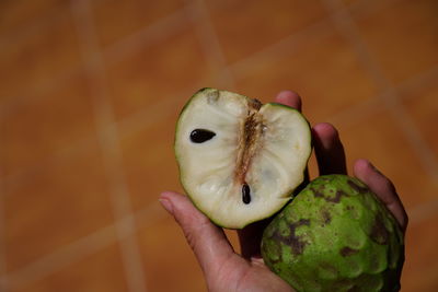 Close-up of hand holding fruit