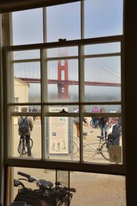 View of building through window