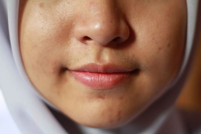Extreme close-up of woman
