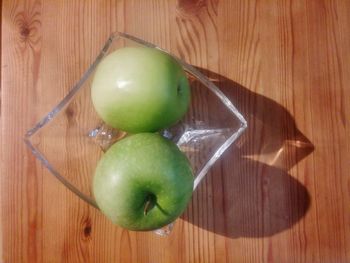 High angle view of apples on table