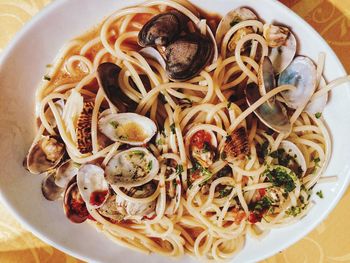 High angle view of food in bowl