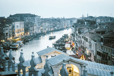 High angle view of buildings in city