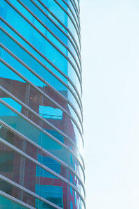 Low angle view of modern building against clear sky