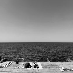 Scenic view of sea against clear sky