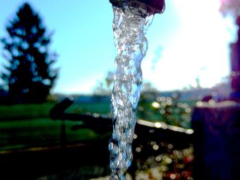 Close-up of water splashing in fountain