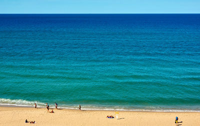 Westerland, germany, september 1., 2020, beach on the island sylt with few people 