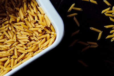 High angle view of pasta in container