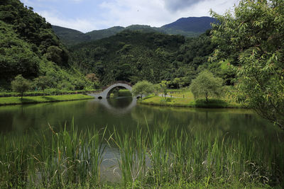 Scenic view of lake against mountains