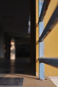 Close-up of metal door of building
