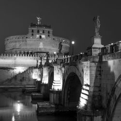 View of historic building at night