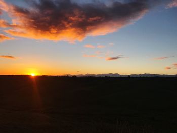 Scenic view of silhouette landscape against sky during sunset