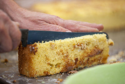 Close-up of person preparing food