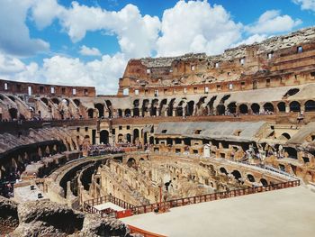 Architectural detail of historical building against cloudy sky