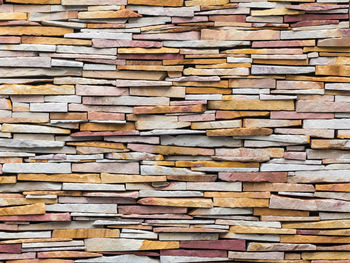 Full frame shot of stone wall in forest