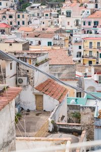 High angle view of buildings in city