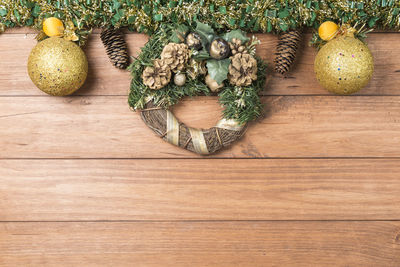 High angle view of potted plant on table