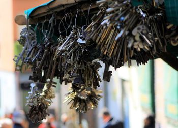 Close-up of hanging outdoors