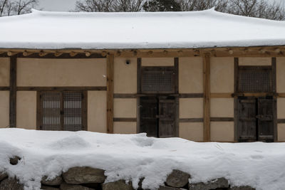 Frozen house during winter