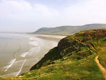 Scenic view of beach against sky