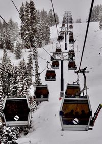Overhead cable car in winter