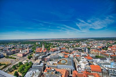 High angle view of townscape against sky