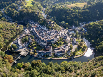 High angle view of buildings in city