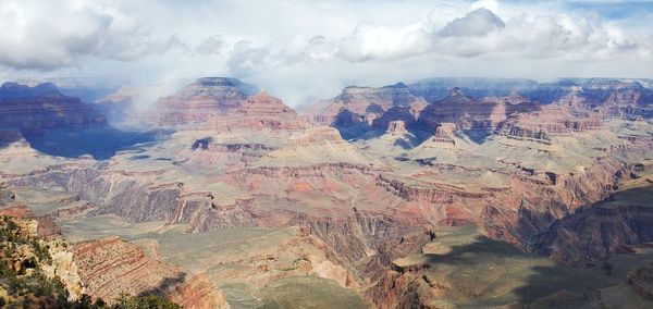 Aerial view of landscape against cloudy sky