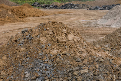 Scenic view of rocks on field