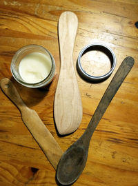 High angle view of drink on table