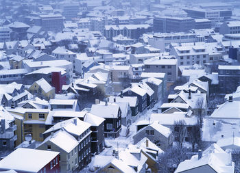 Residential area of reykjavik in the winter