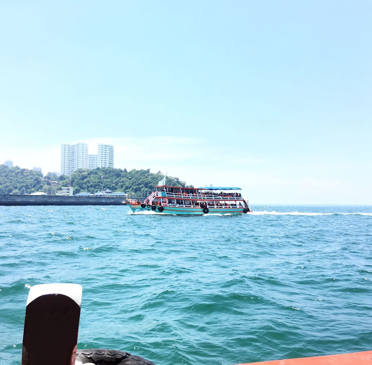 NAUTICAL VESSEL ON SEA AGAINST CLEAR SKY