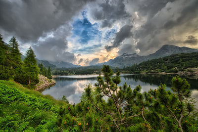 Scenic view of lake against sky